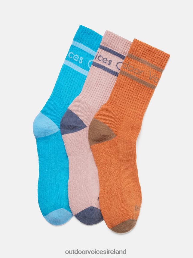 Accessory IE Outdoor Voices Unisex OV Club Crew Sock 3-Pack Blizzard/Rose Water/Latte HNT0ZV115