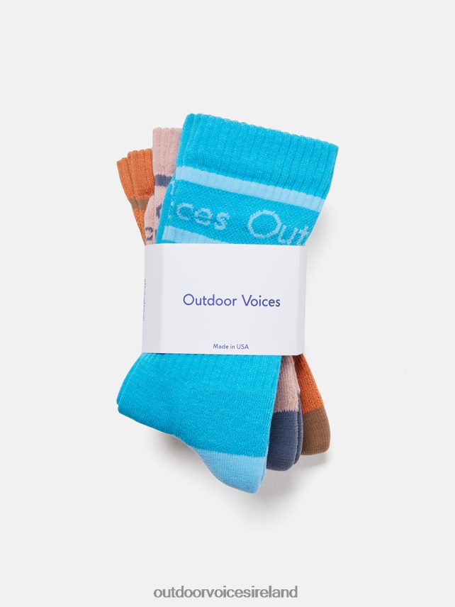 Accessory IE Outdoor Voices Unisex OV Club Crew Sock 3-Pack Blizzard/Rose Water/Latte HNT0ZV115