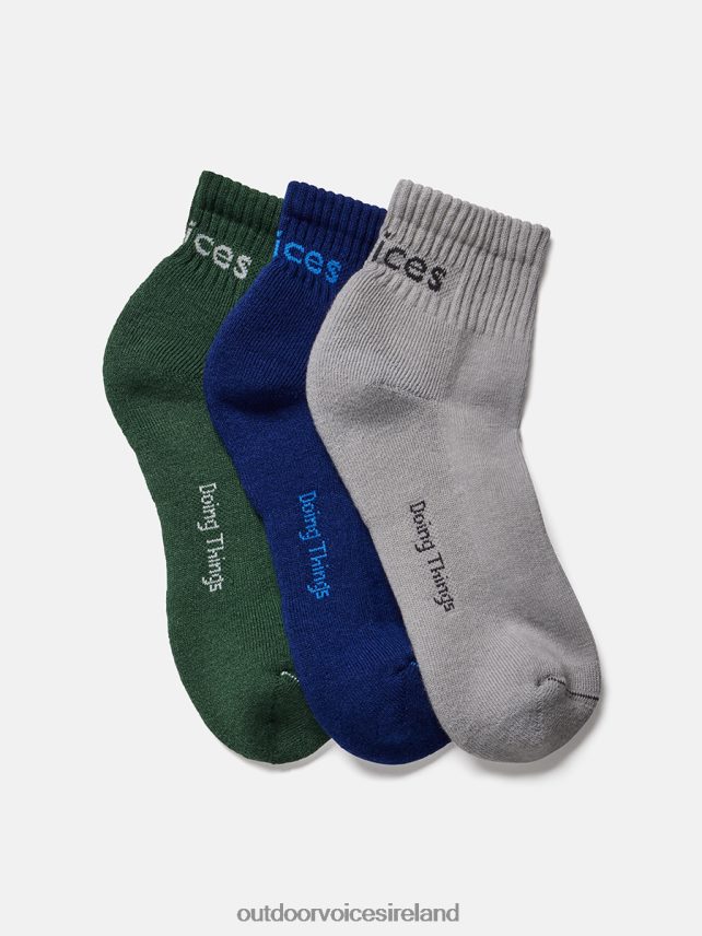 Accessory IE Outdoor Voices Unisex OV Rec Ankle Sock 3-Pack Hunter/Midnight/Dove HNT0ZV112