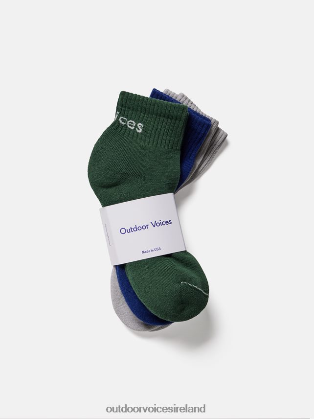 Accessory IE Outdoor Voices Unisex OV Rec Ankle Sock 3-Pack Hunter/Midnight/Dove HNT0ZV112