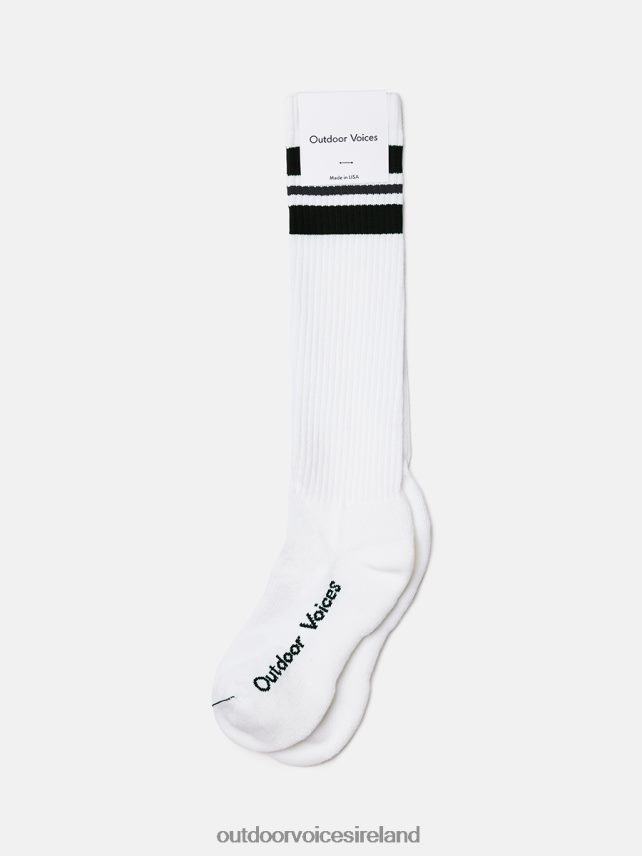 Accessory IE Outdoor Voices Unisex OV Tall Stripe Sock White/Black HNT0ZV116