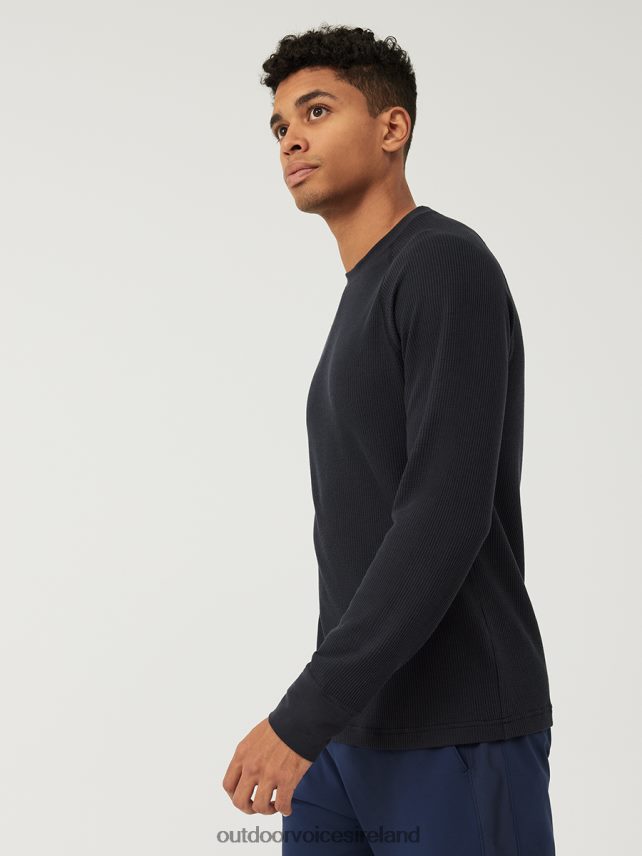 Clothing IE Outdoor Voices Men FastTrack Waffle Longsleeve Black HNT0ZV154