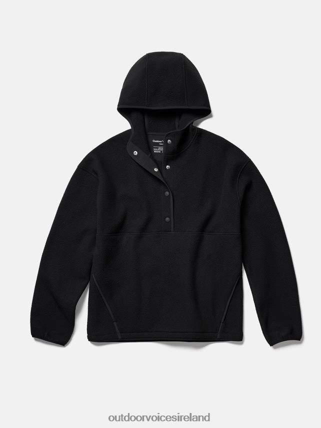 Clothing IE Outdoor Voices Men RecFleece Snap Up Hoodie Black HNT0ZV181