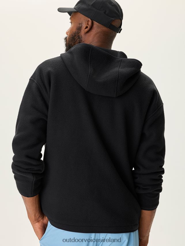 Clothing IE Outdoor Voices Men RecFleece Snap Up Hoodie Black HNT0ZV181