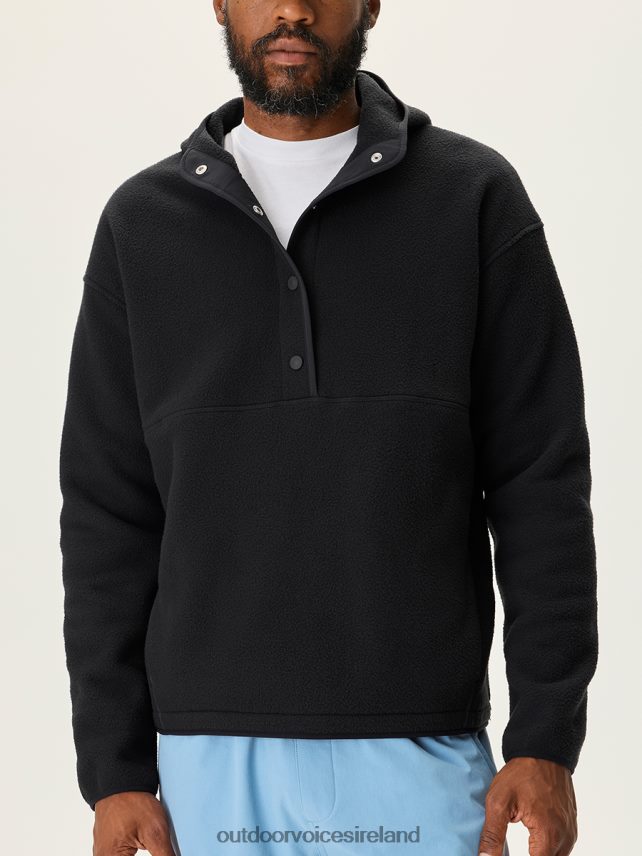 Clothing IE Outdoor Voices Men RecFleece Snap Up Hoodie Black HNT0ZV181