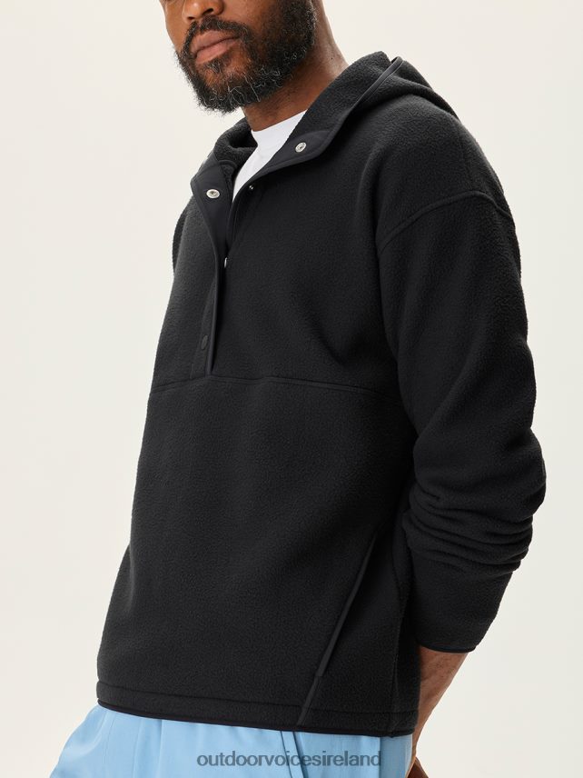 Clothing IE Outdoor Voices Men RecFleece Snap Up Hoodie Black HNT0ZV181