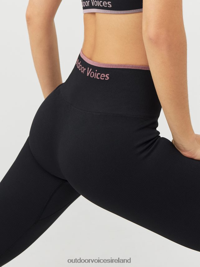 Clothing IE Outdoor Voices Women SeamlessRib 7/8 Legging Black HNT0ZV103
