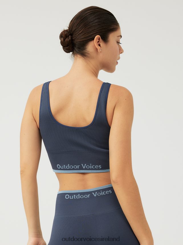 Clothing IE Outdoor Voices Women SeamlessRib Longline Bra Navy HNT0ZV98
